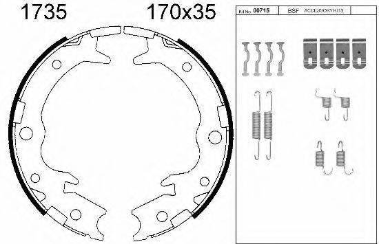 BSF 01735K Комплект гальмівних колодок, стоянкова гальмівна система