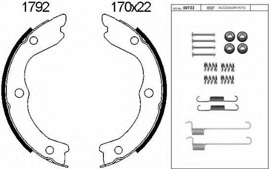 BSF 01792K Комплект гальмівних колодок, стоянкова гальмівна система