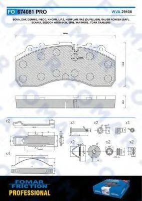 FOMAR FRICTION FO674081 Комплект гальмівних колодок, дискове гальмо