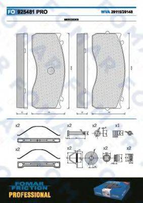 FOMAR FRICTION FO925481 Комплект гальмівних колодок, дискове гальмо