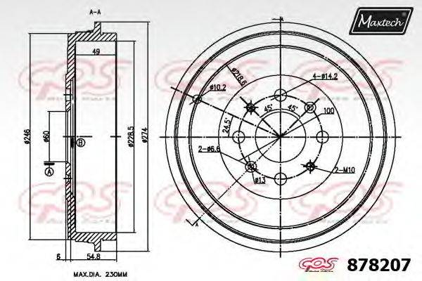 MAXTECH 8782070000 Гальмівний барабан