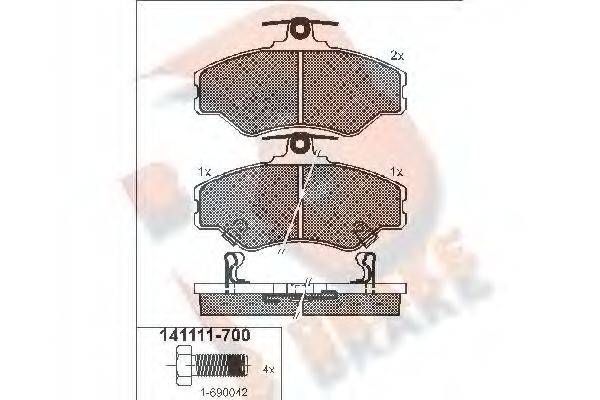 R BRAKE RB1111700 Комплект гальмівних колодок, дискове гальмо