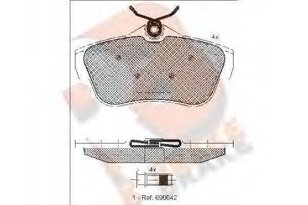 R BRAKE RB1823 Комплект гальмівних колодок, дискове гальмо