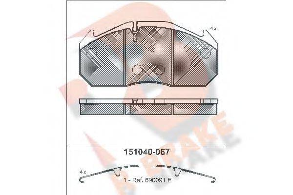 R BRAKE RB1040067 Комплект гальмівних колодок, дискове гальмо