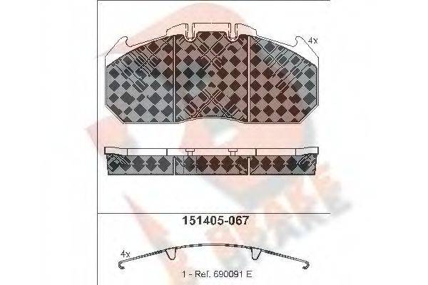 R BRAKE RB1405 Комплект гальмівних колодок, дискове гальмо