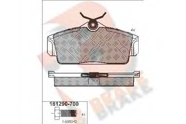 R BRAKE RB1290700 Комплект гальмівних колодок, дискове гальмо