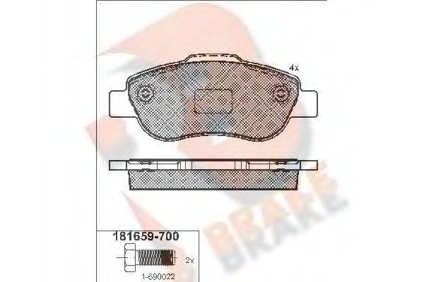 R BRAKE RB1659700 Комплект гальмівних колодок, дискове гальмо