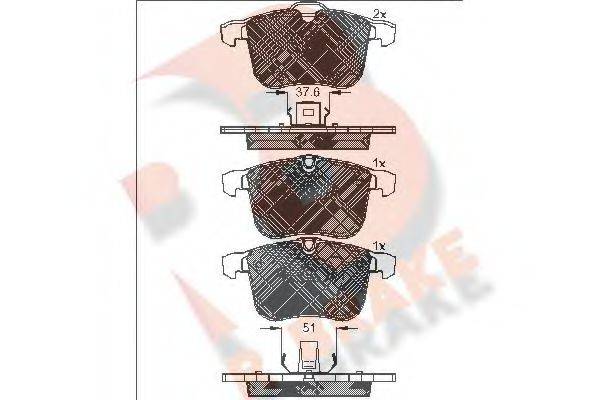 R BRAKE RB1681 Комплект гальмівних колодок, дискове гальмо