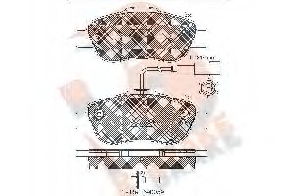 R BRAKE RB1843 Комплект гальмівних колодок, дискове гальмо