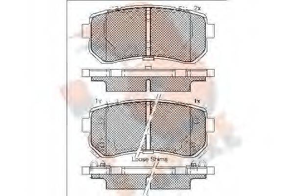 R BRAKE RB1955 Комплект гальмівних колодок, дискове гальмо