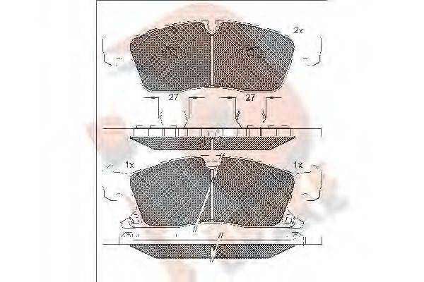 R BRAKE RB1988 Комплект гальмівних колодок, дискове гальмо