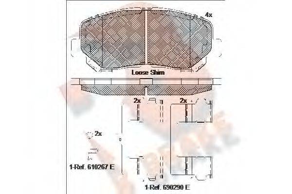 R BRAKE RB2055 Комплект гальмівних колодок, дискове гальмо