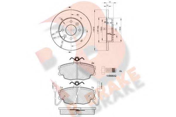 R BRAKE 3R05544705 Комплект гальм, дисковий гальмівний механізм