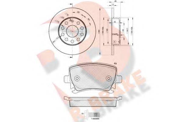 R BRAKE 3R16005310 Комплект гальм, дисковий гальмівний механізм