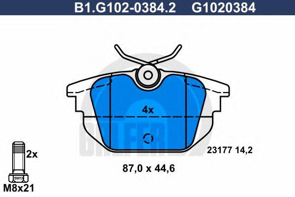 GALFER B1G10203842 Комплект гальмівних колодок, дискове гальмо