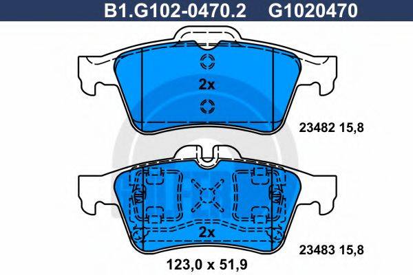 GALFER B1G10204702 Комплект гальмівних колодок, дискове гальмо