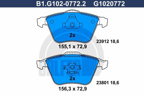 GALFER B1G10207722 Комплект гальмівних колодок, дискове гальмо