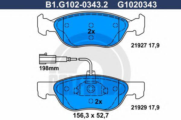 GALFER B1G10203432 Комплект гальмівних колодок, дискове гальмо