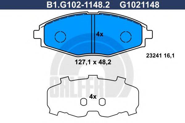 GALFER B1G10211482 Комплект гальмівних колодок, дискове гальмо