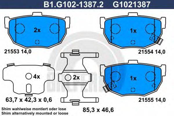 GALFER B1G10213872 Комплект гальмівних колодок, дискове гальмо