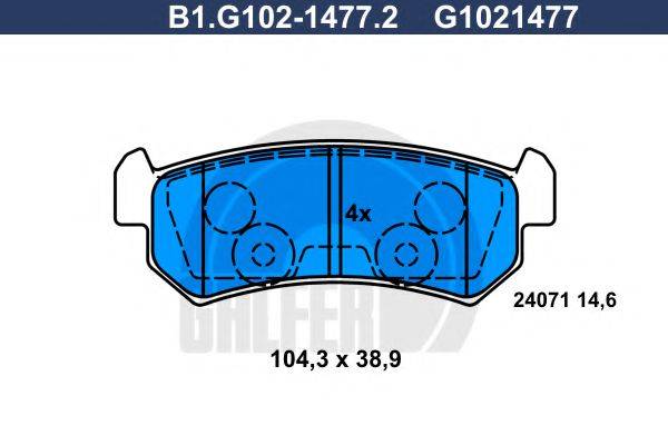 GALFER B1G10214772 Комплект гальмівних колодок, дискове гальмо