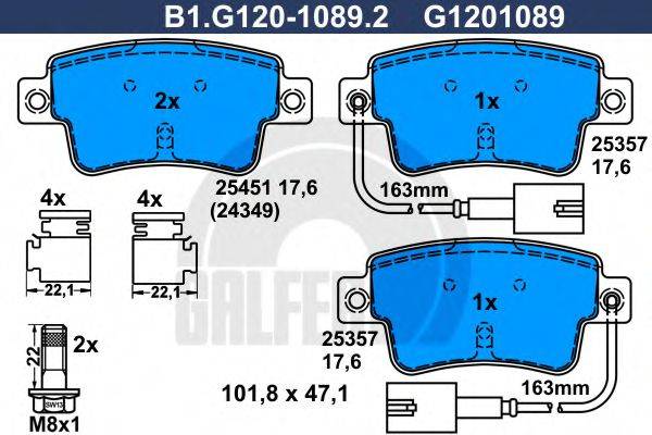 GALFER B1G12010892 Комплект гальмівних колодок, дискове гальмо