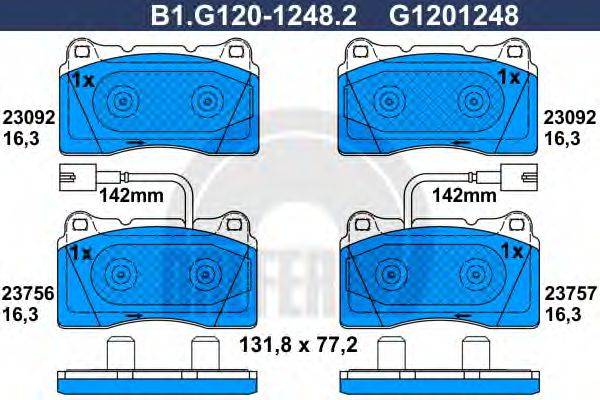 GALFER B1G12012482 Комплект гальмівних колодок, дискове гальмо