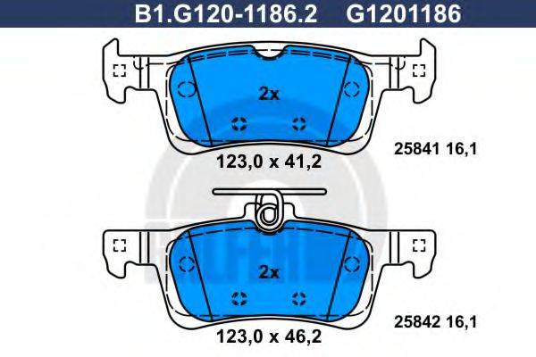 GALFER B1G12011862 Комплект гальмівних колодок, дискове гальмо