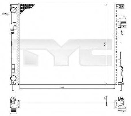 TYC 7250031 Радіатор, охолодження двигуна