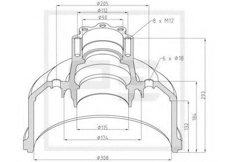 PE AUTOMOTIVE 01645800A Гальмівний барабан