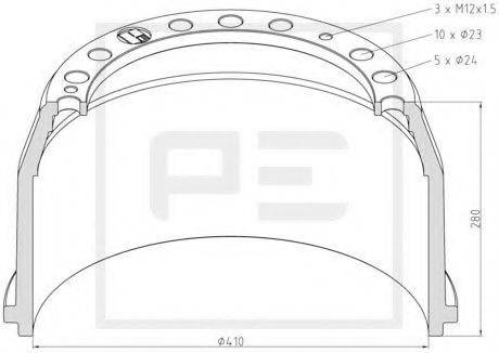 PE AUTOMOTIVE 03640200A Гальмівний барабан