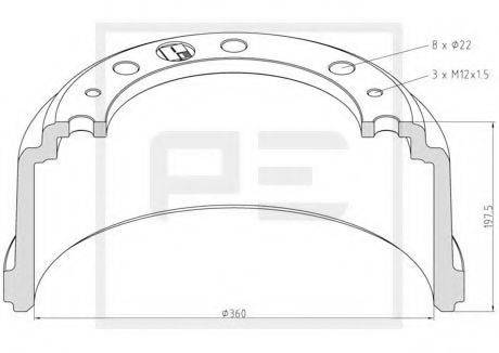 PE AUTOMOTIVE 03641700A Гальмівний барабан