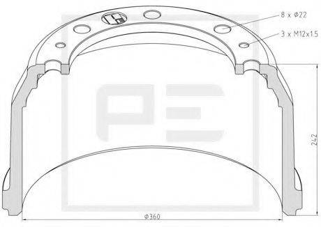 PE AUTOMOTIVE 03641800A Гальмівний барабан