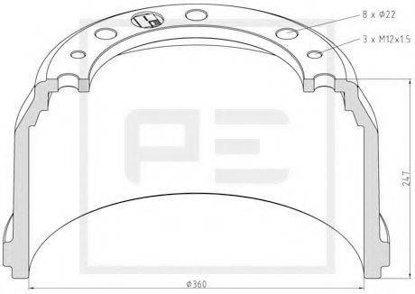 PE AUTOMOTIVE 03642000A Гальмівний барабан