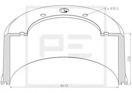 PE AUTOMOTIVE 12607500A Гальмівний барабан
