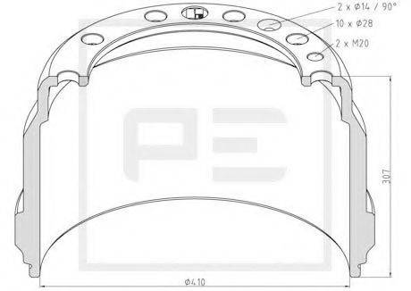 PE AUTOMOTIVE 14607300A Гальмівний барабан