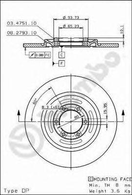 BREMBO 08279320 гальмівний диск