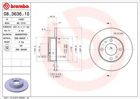 BREMBO 08363610 гальмівний диск