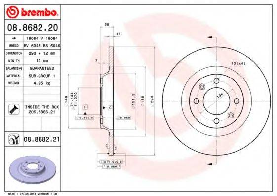 BREMBO 08868220 гальмівний диск