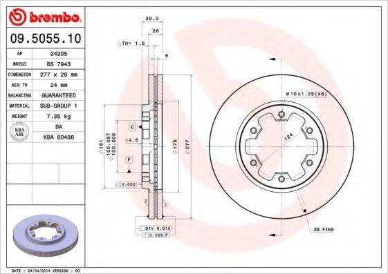 BREMBO 09505510 гальмівний диск