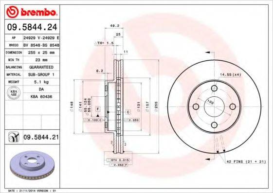 BREMBO 09584424 гальмівний диск