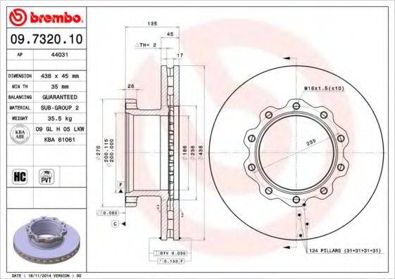 BREMBO 09732010 гальмівний диск