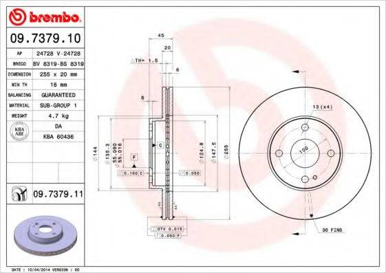 BREMBO 09737910 гальмівний диск