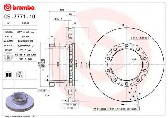 BREMBO 09777110 гальмівний диск