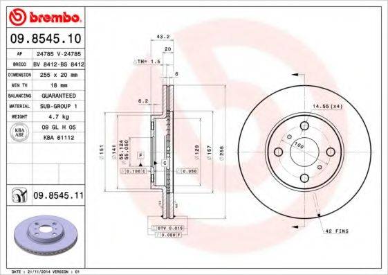 BREMBO 09854510 гальмівний диск