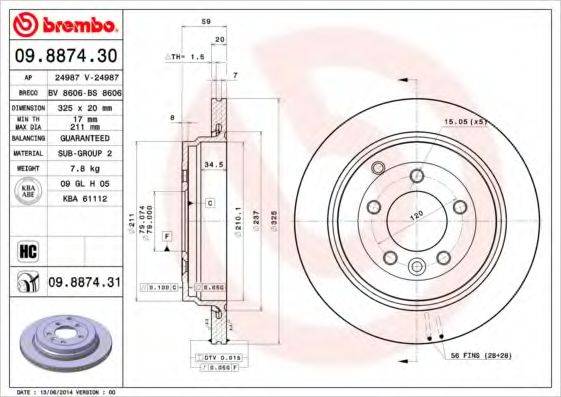 BREMBO 09887430 гальмівний диск