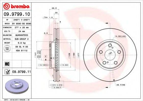 BREMBO 09979910 гальмівний диск