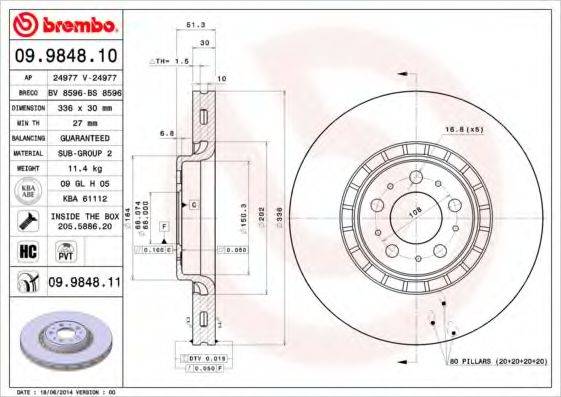 BREMBO 09984810 гальмівний диск