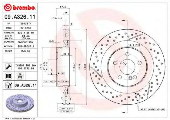 BREMBO 09A32611 гальмівний диск