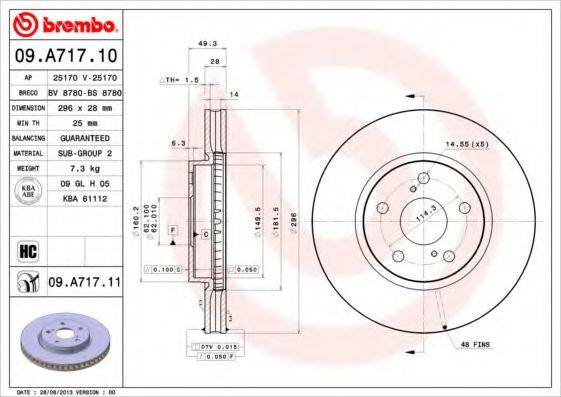 BREMBO 09A71710 гальмівний диск